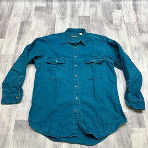 ✅Mens L Tall VTG Gander Mountain Long Sleeve Button-Up Shirt 100% Cotton Cowboy